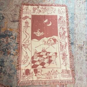 Vintage 90s nursery rhyme small tapestry throw blanket